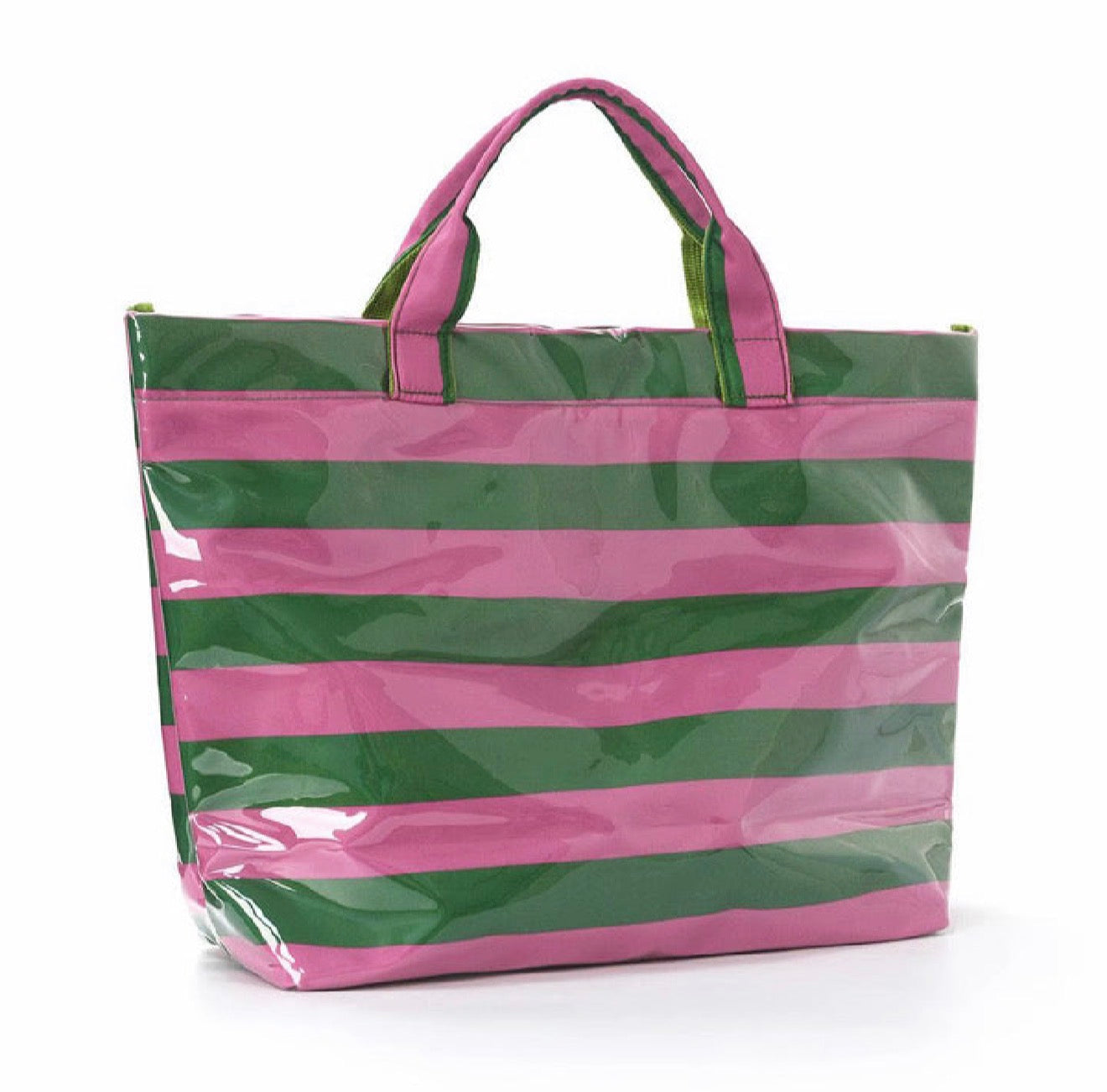 Green/Pink Stripe Paloma Tote Bag