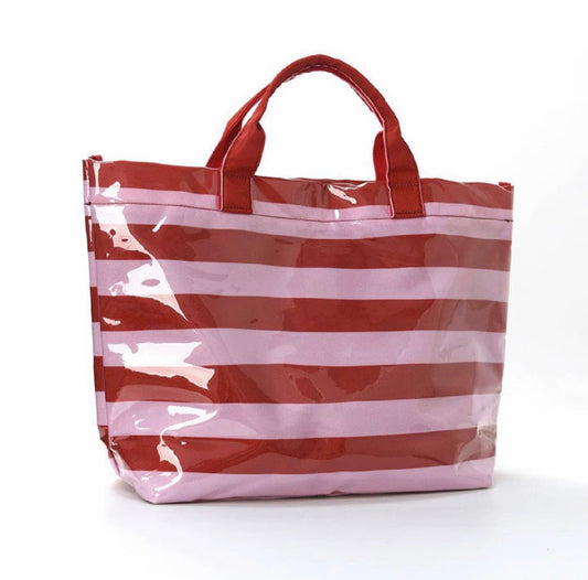 Red/Pink Stripe Paloma Tote Bag