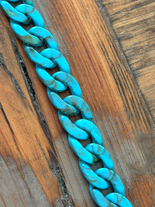 9”  Chunky Turqiose Hat Chain 30MM