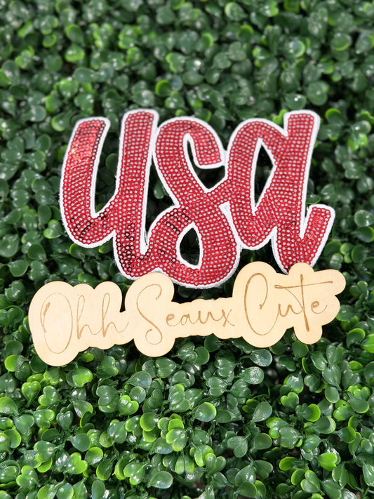 6” Sequin USA-Red/White