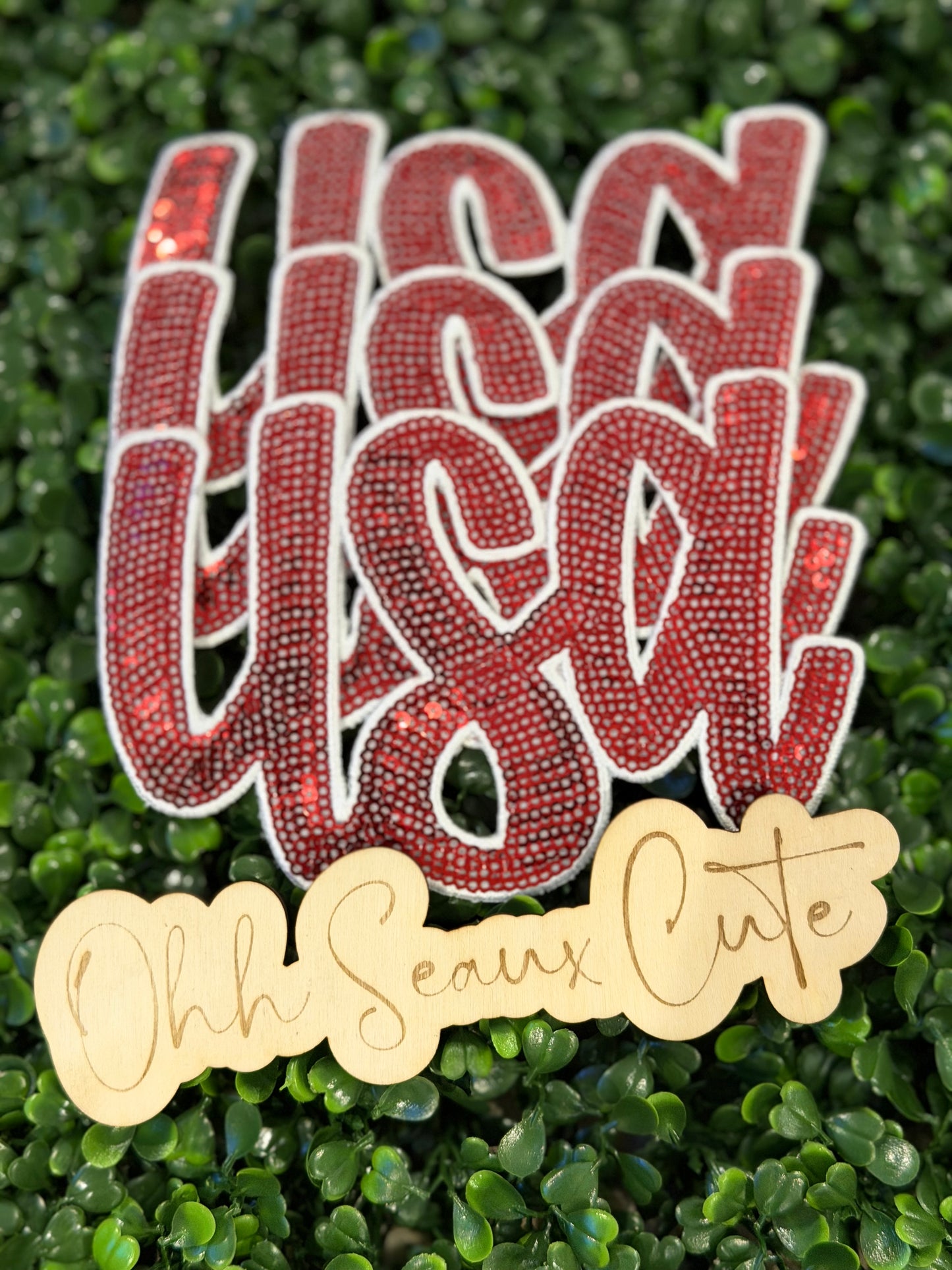 6” Sequin USA-Red/White