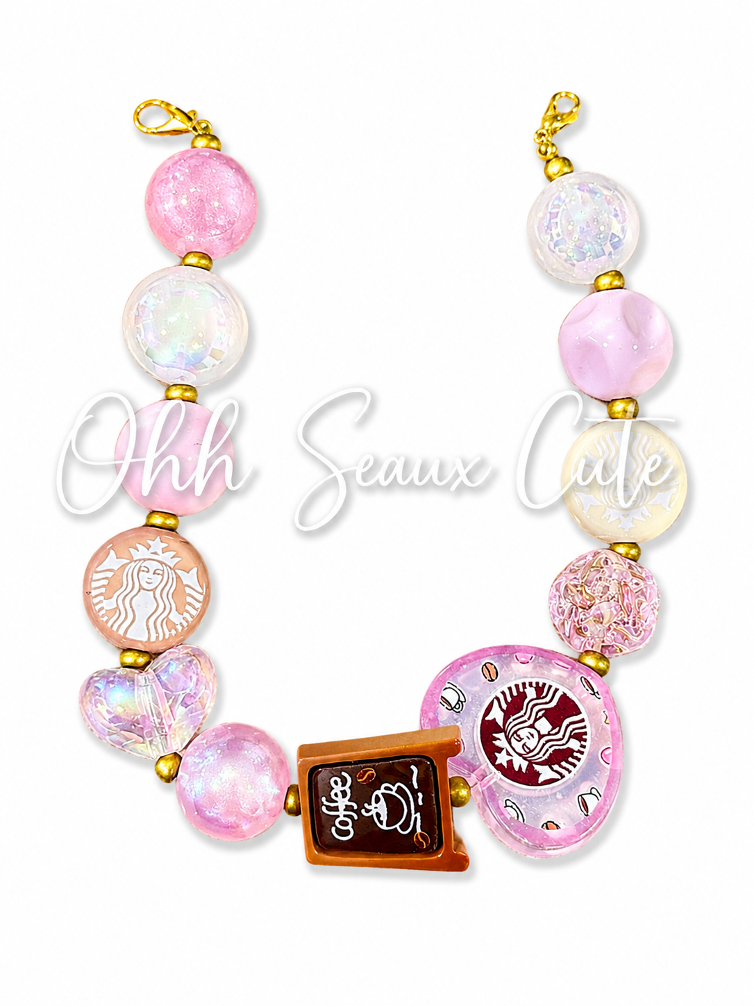9” Pink Starbucks 2 Hat Chain
