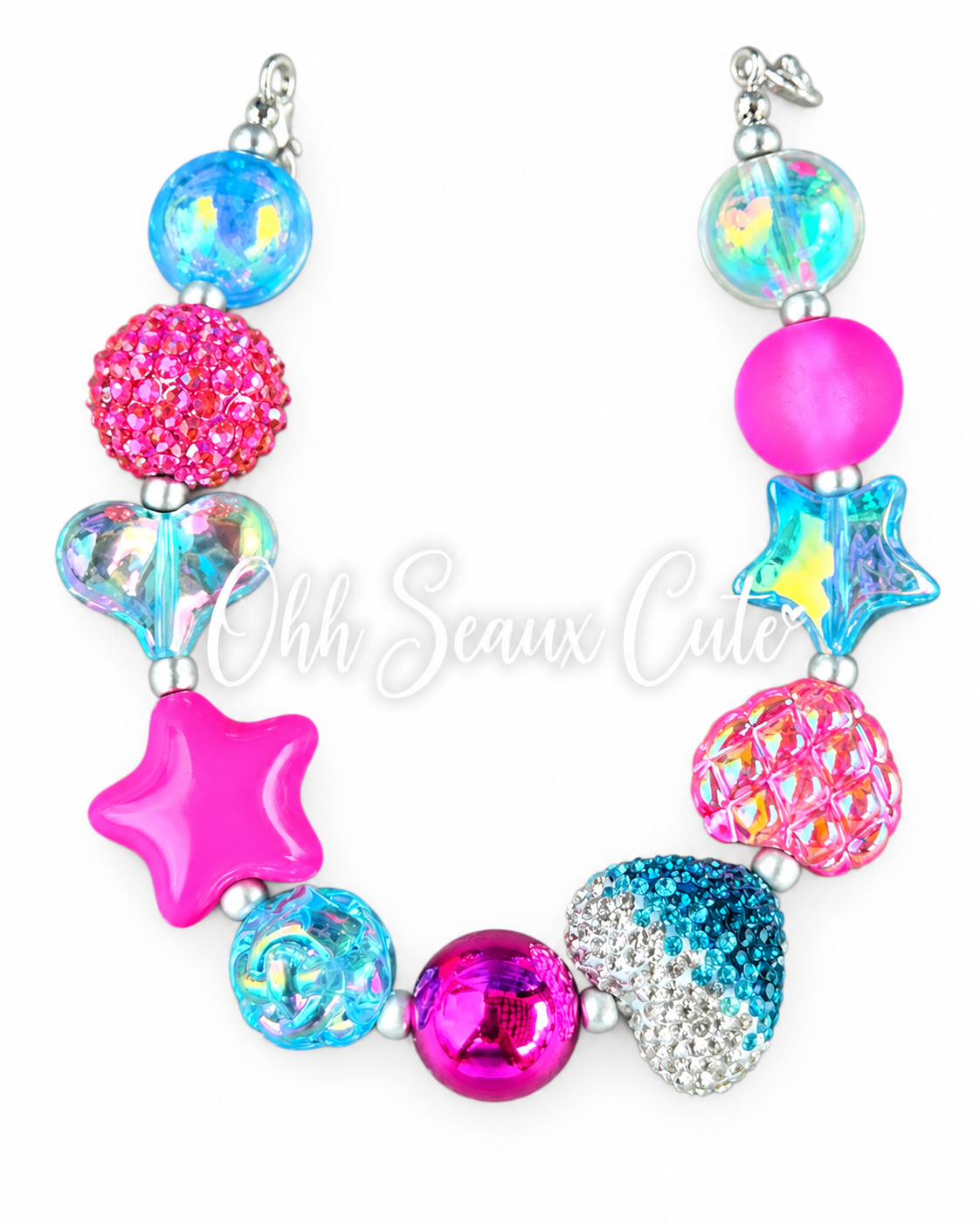 9” Neon Pink/Blue 3 Hat Chain