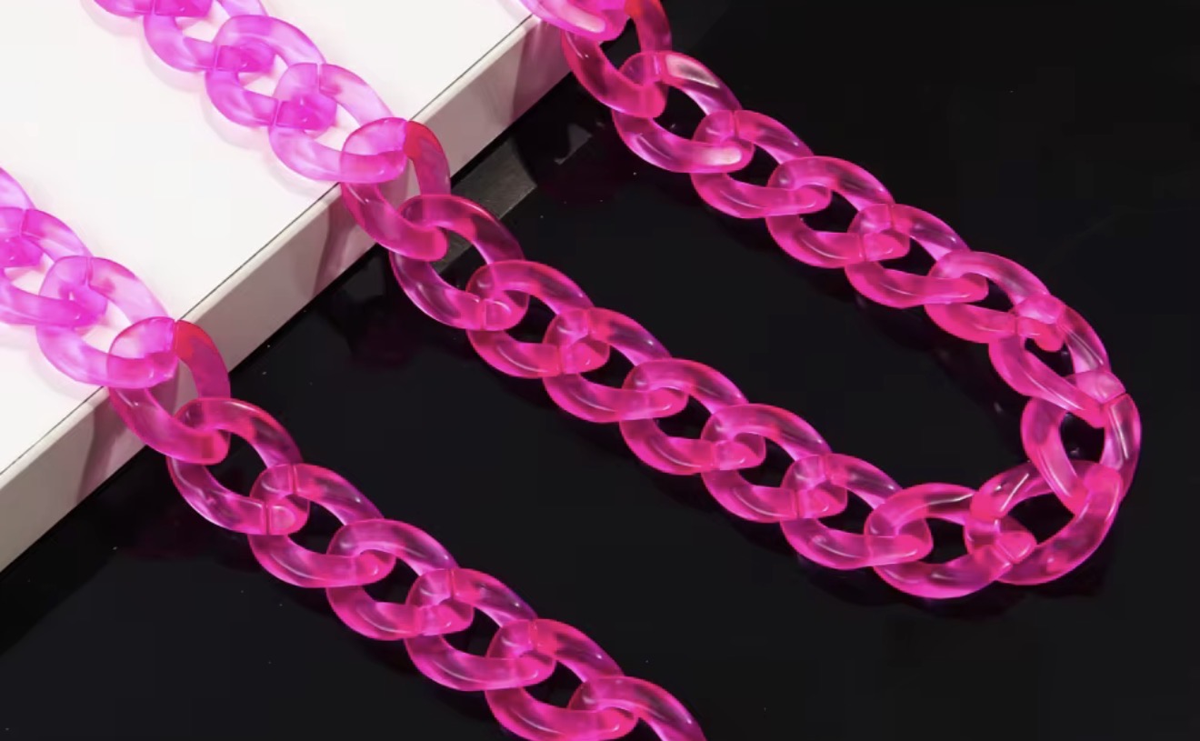 9” Clear Neon Pink Hat Chain