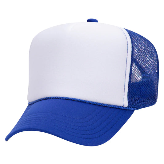 Otto High Crown Foam Trucker -Royal Blue/White