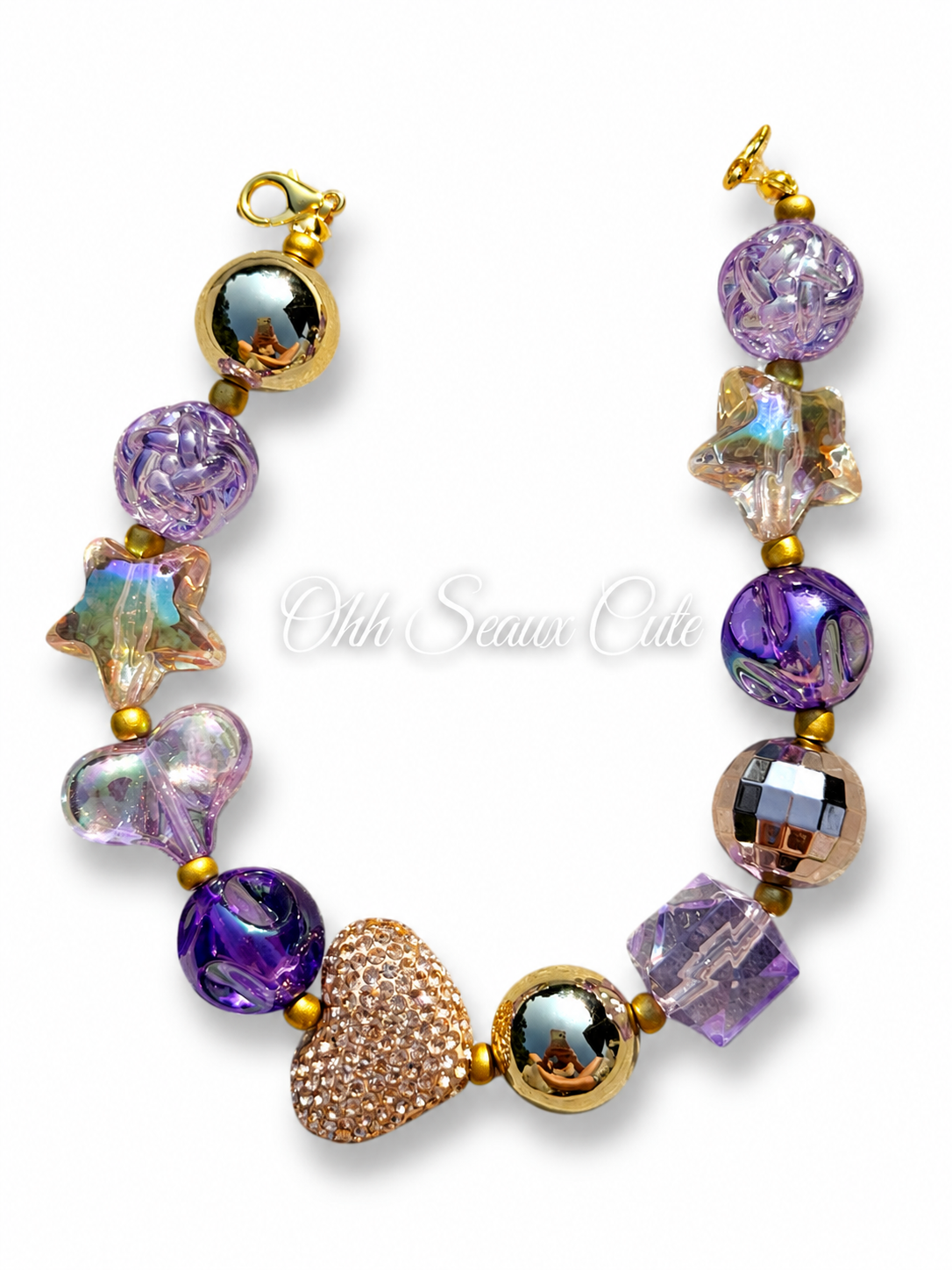 9” Purple/Gold 5 Hat Chain