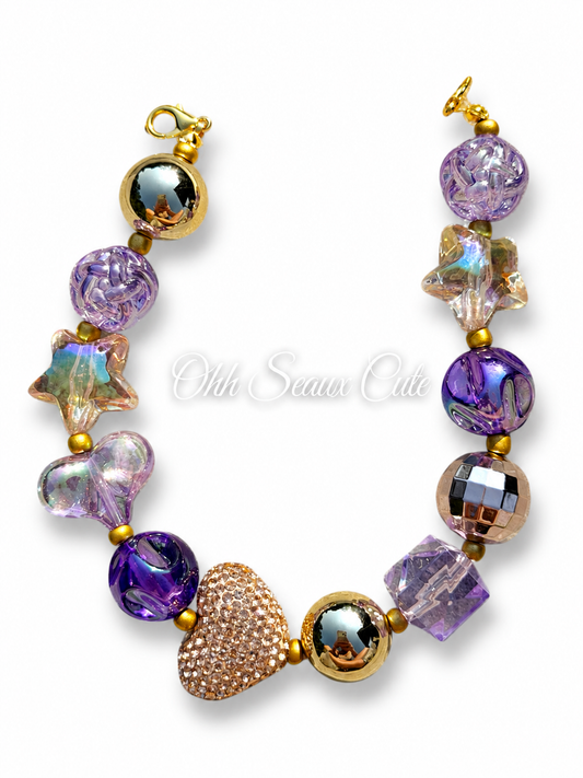 9” Purple/Gold 5 Hat Chain