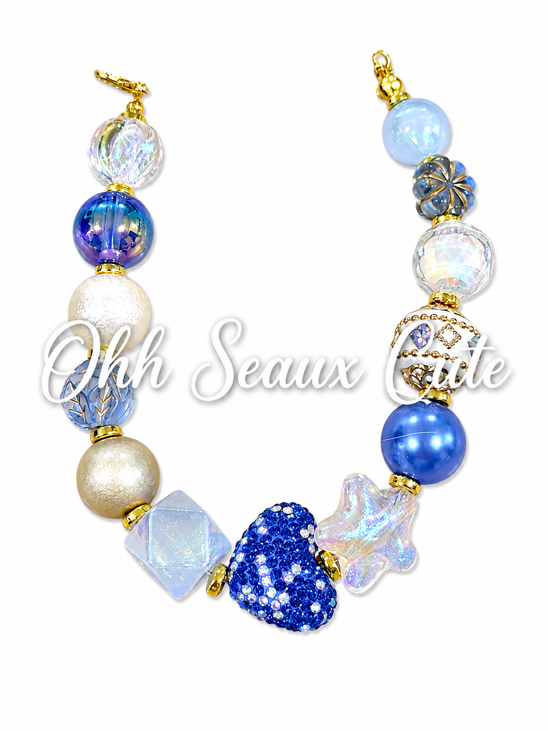 9” Blue Heart Hat Chain