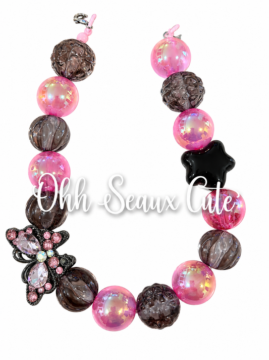 9”  Pink Butterfly Hat Chain