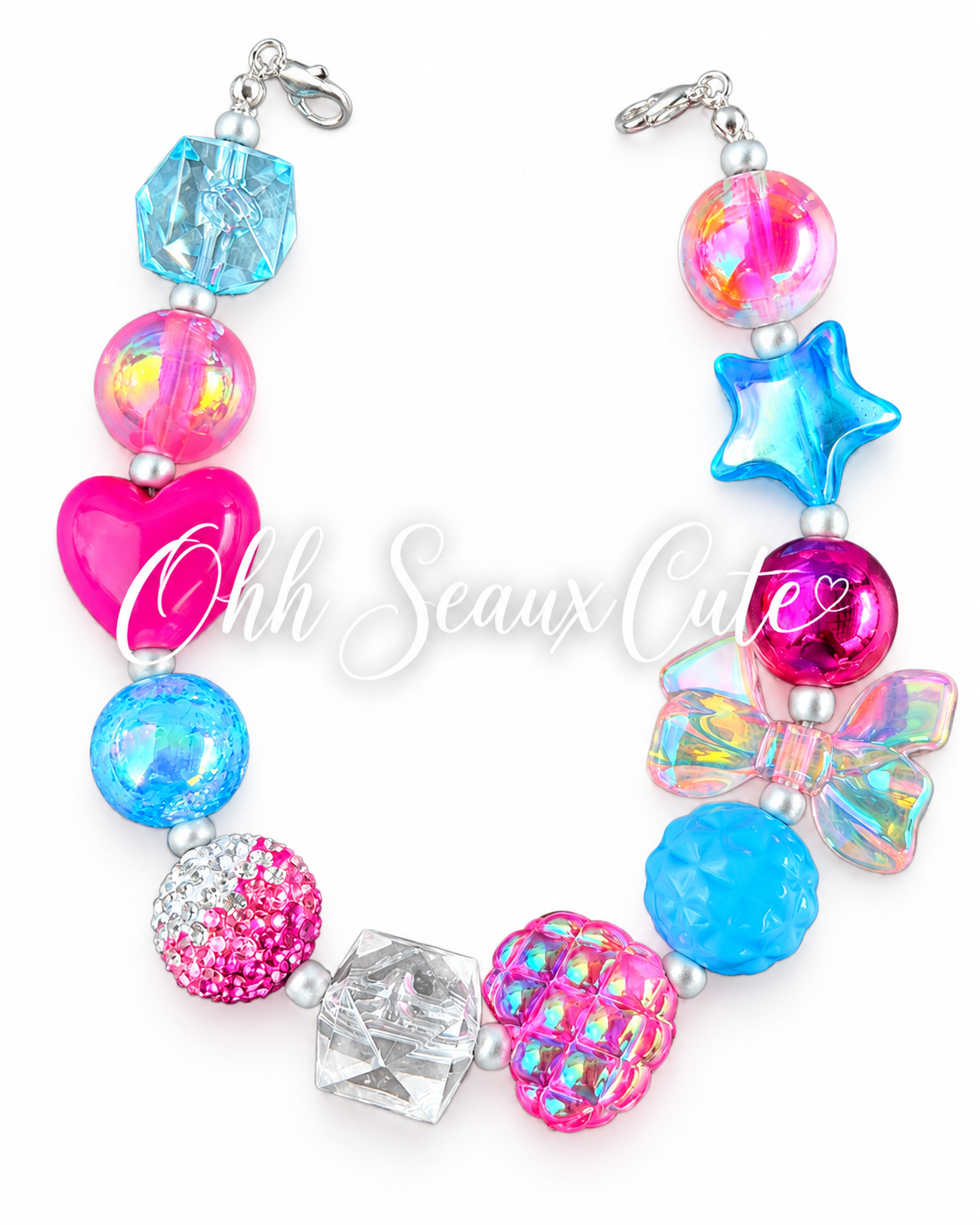 9” Neon Pink/Blue 5 Hat Chain