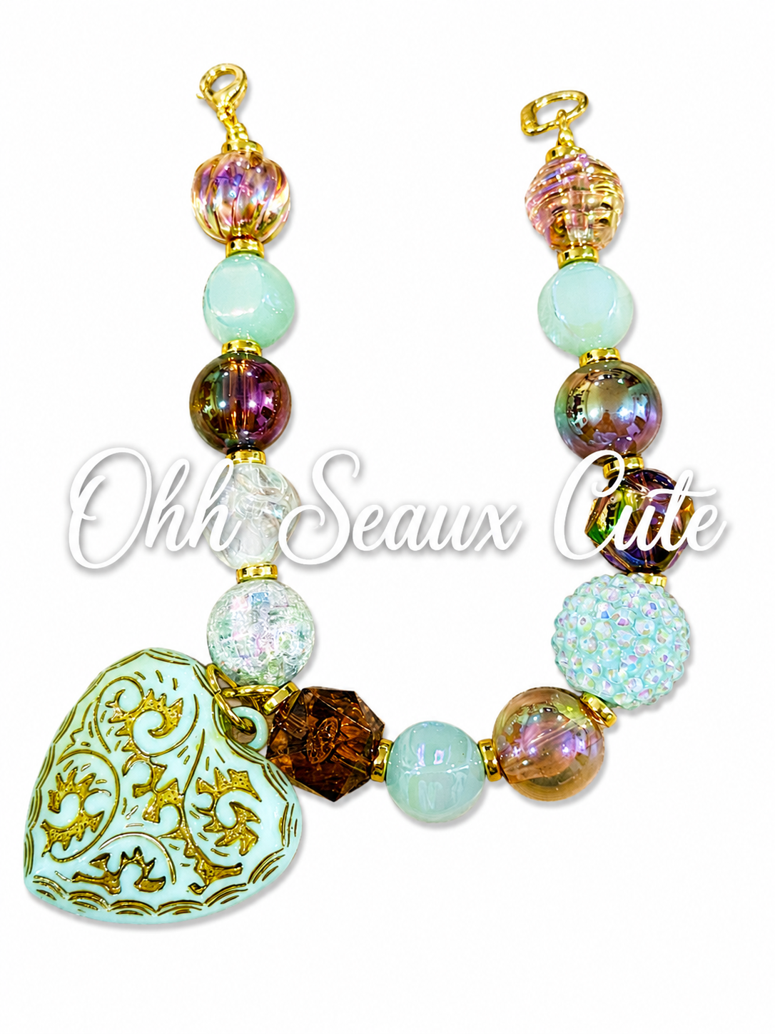 9” Mint Heart Hat Chain