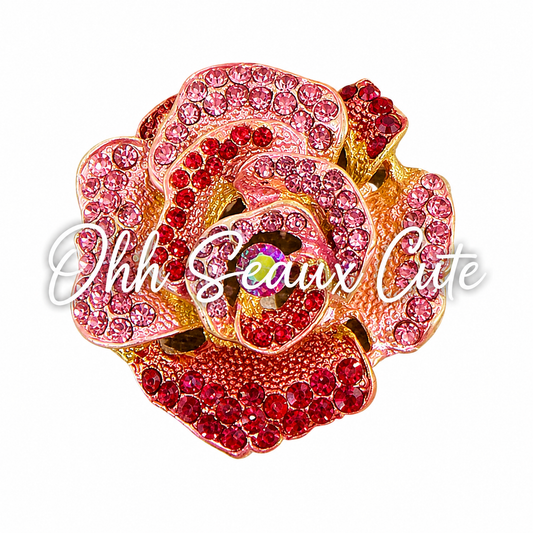 2.75” Rhinestone Rose Hat Pin
