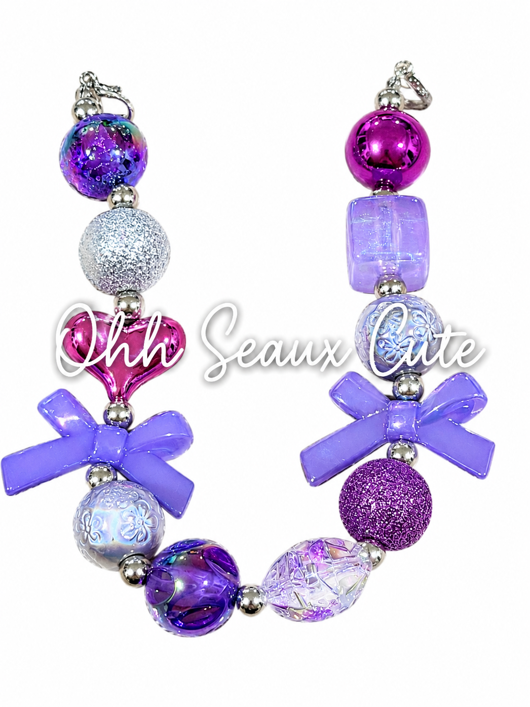 9” Purple Bows Hat Chain