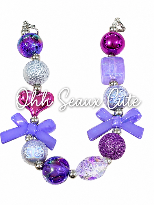 9” Purple Bows Hat Chain