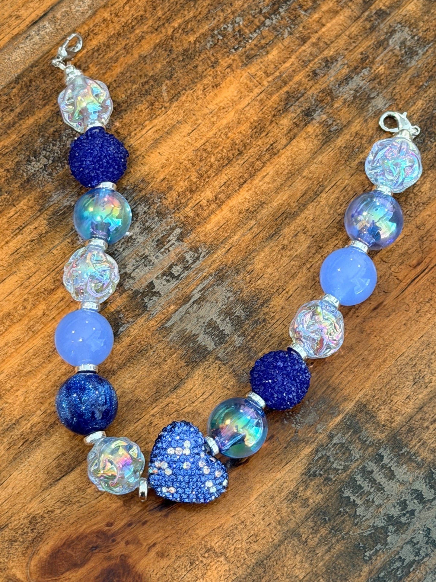 9” Blue Heart Hat Chain