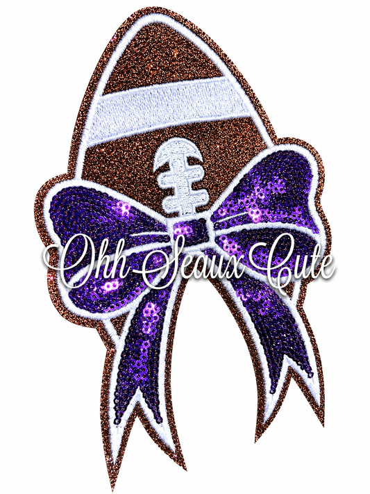 5.5” Football Sequin Side Bow-Purple (Set of 2)