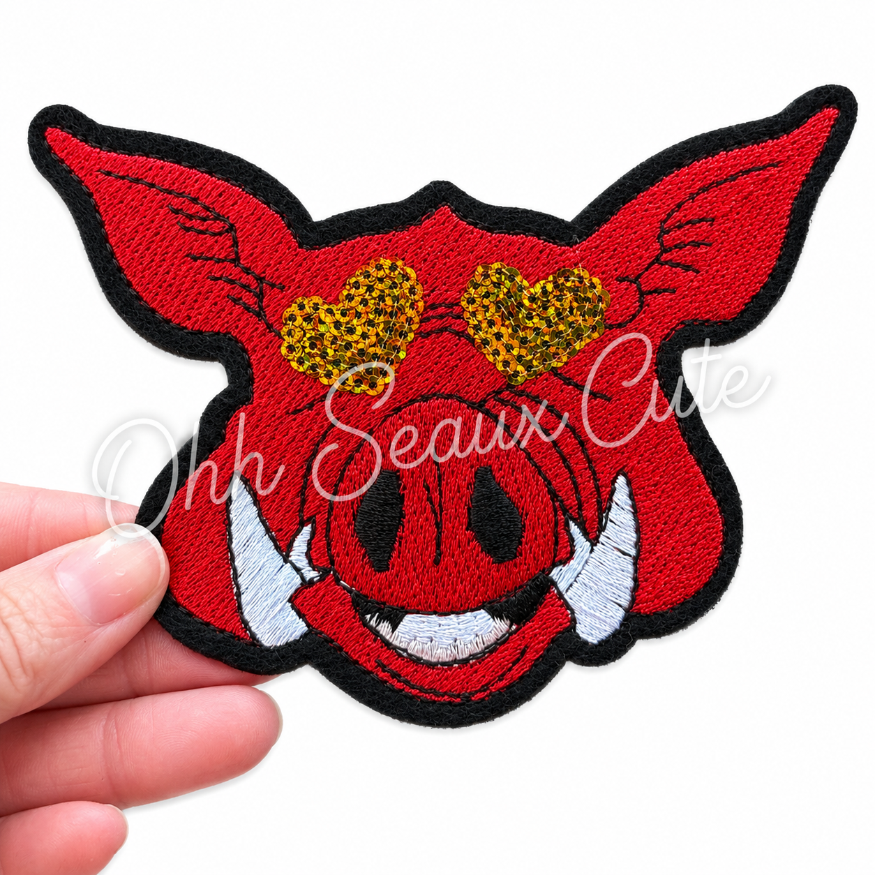 3” Sequin Heart Hog Head