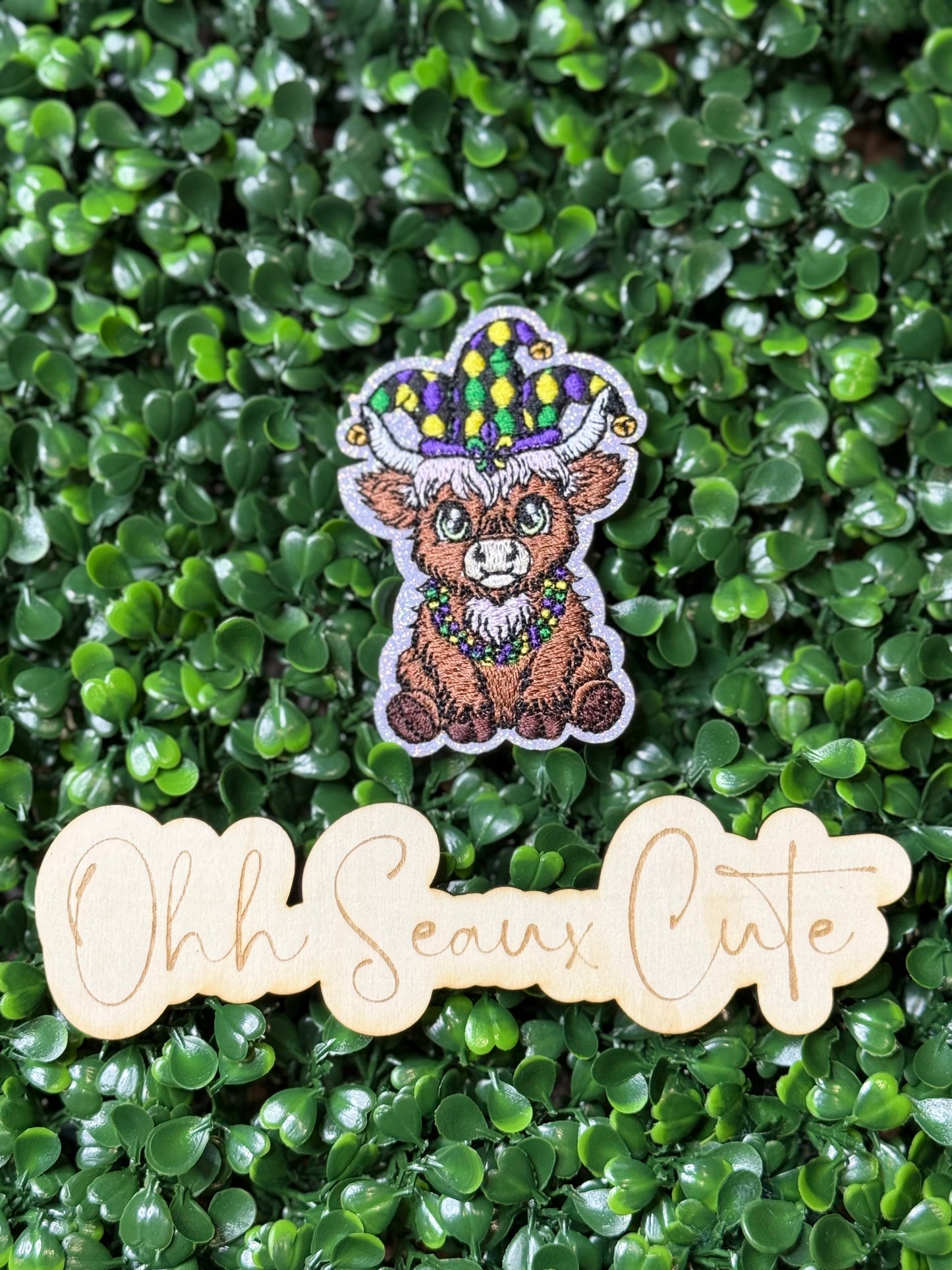 3” Mardi Gras Highland Cow (OSC ORIGINAL) DO NOT COPY