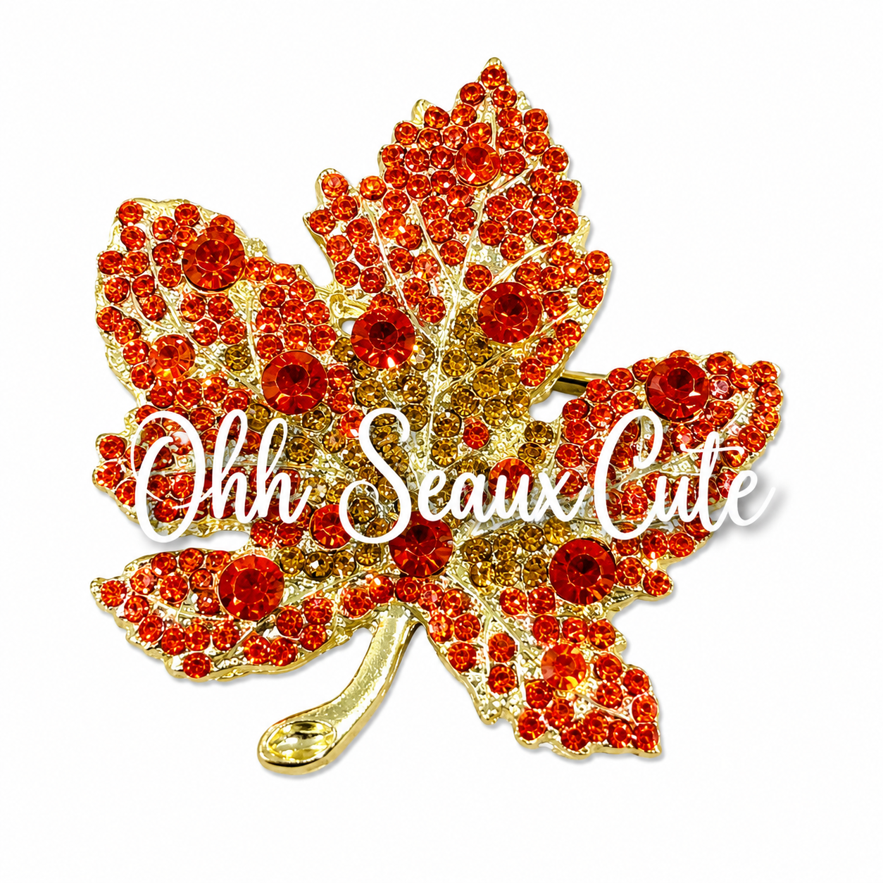 9” Rhinestone Maple Leaf Hat Pin