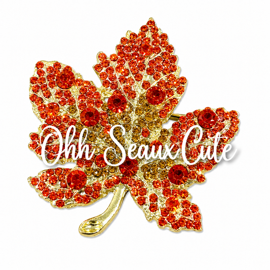 9” Rhinestone Maple Leaf Hat Pin