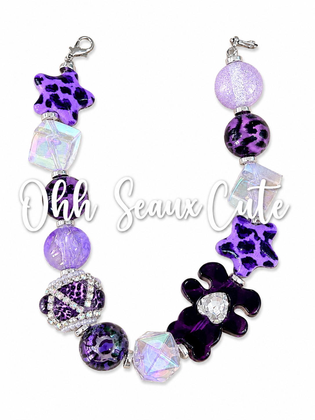 9” Purple Leopard 1 Hat Chain