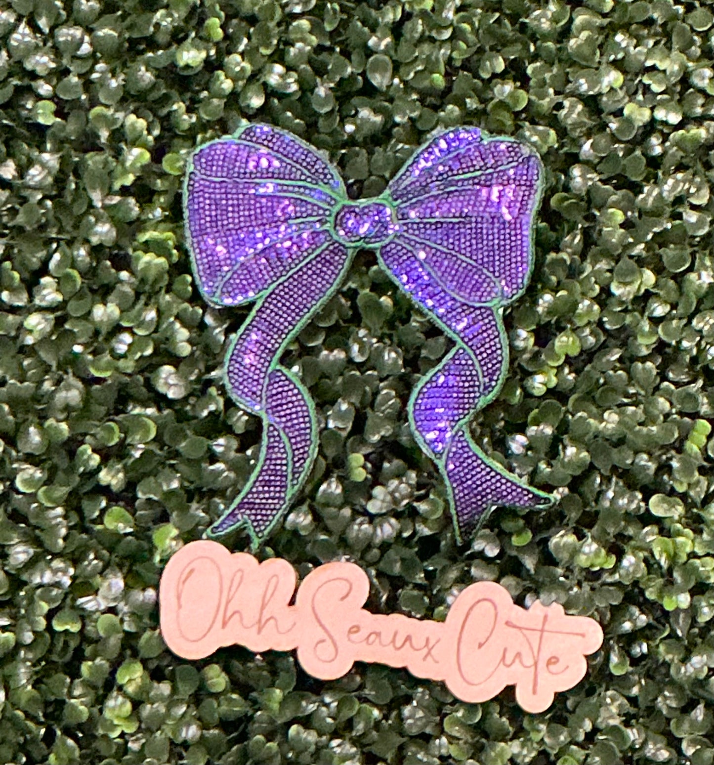 5.5” Purple/Green Sequin Bow