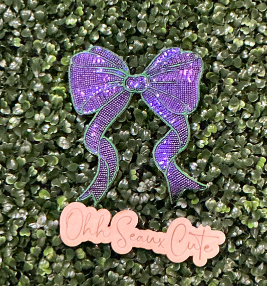 5.5” Purple/Green Sequin Bow