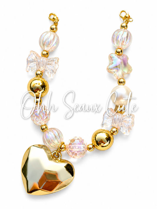 9” Gold Heart Hat Chain