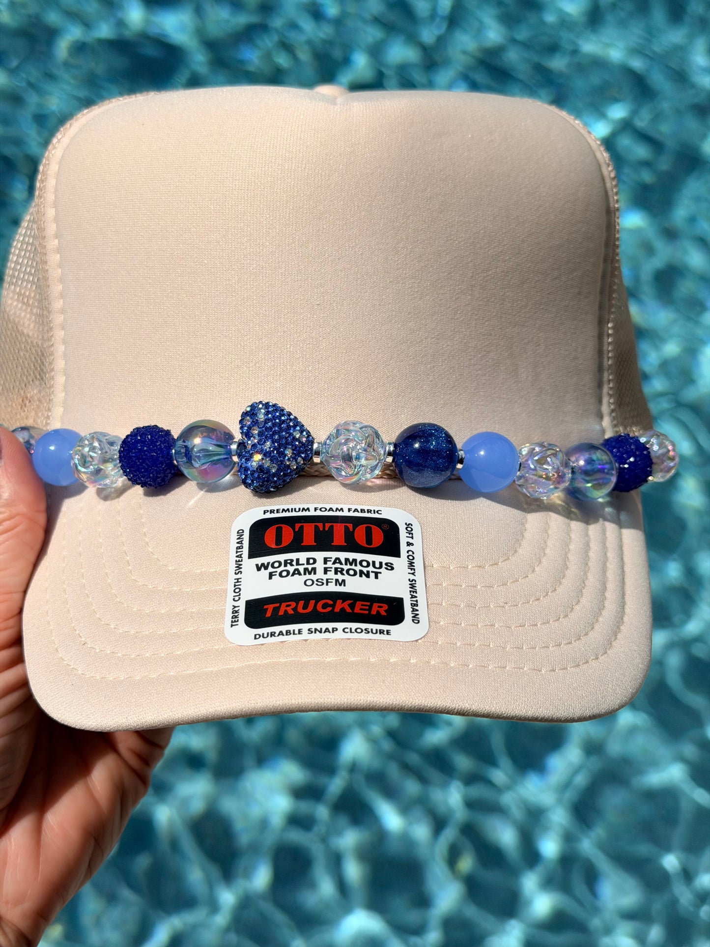 9” Blue Heart Hat Chain