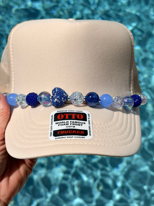9” Blue Heart Hat Chain