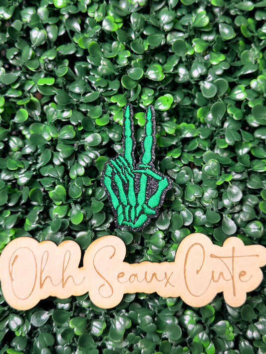 3” Glitter Green Peace Skeleton
