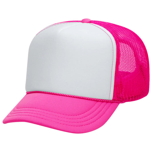 Otto High Crown Foam Trucker -Neon Pink/White