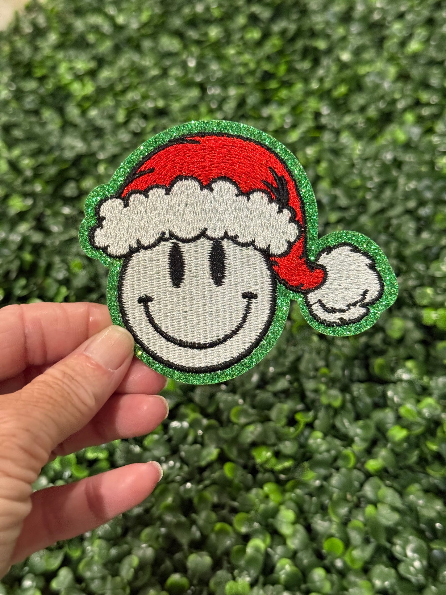 3” Glitter Santa Smiley