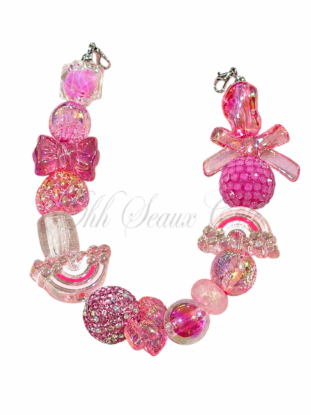 9” Pink Rainbow Hat Chain