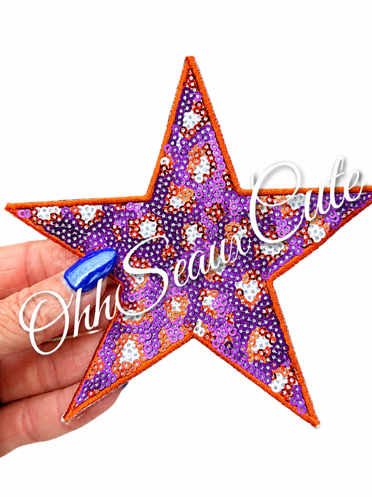 5” Game Day Leopard Star-Orange/Purple