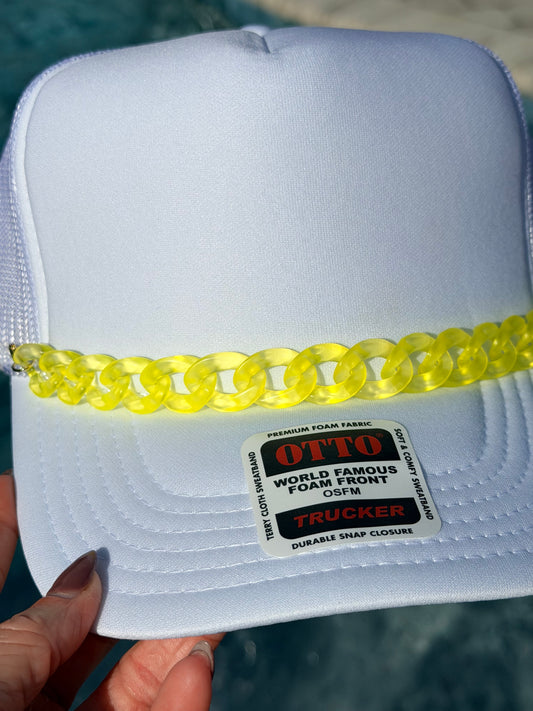 9” Clear Neon Yellow Hat Chain