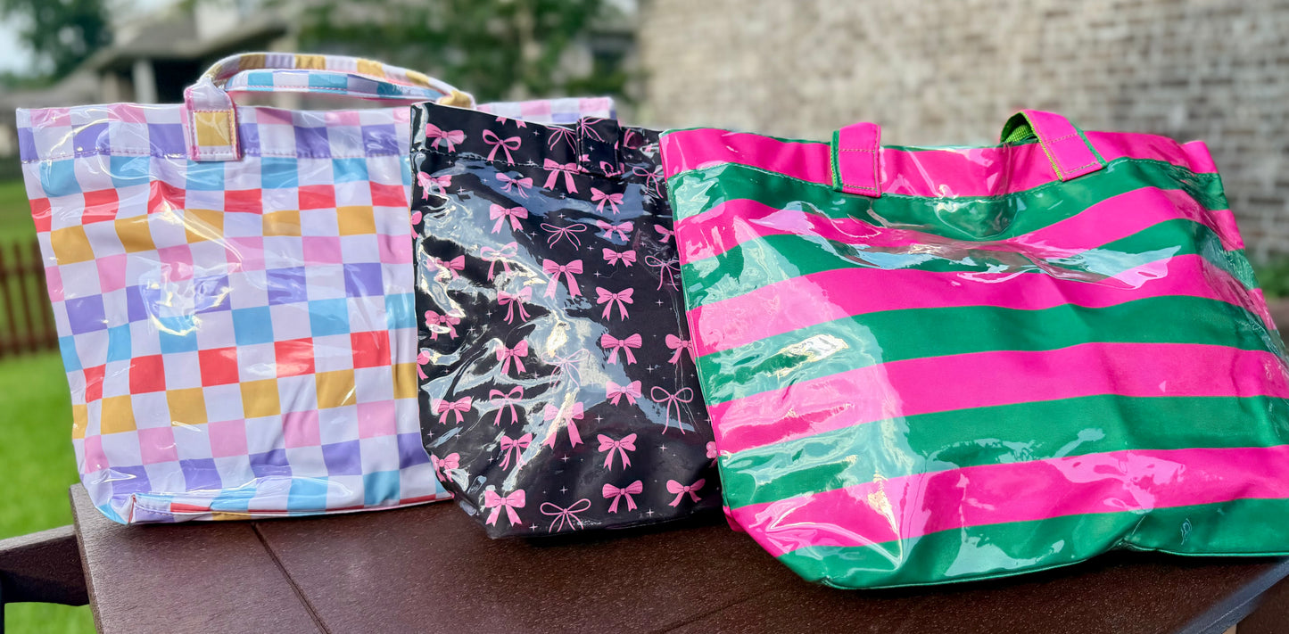 Green/Pink Stripe Paloma Tote Bag