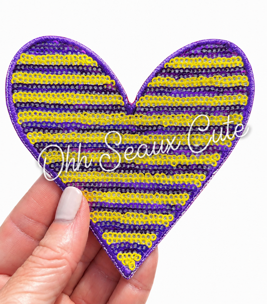 3.5” Yellow/Purple Stripe Heart