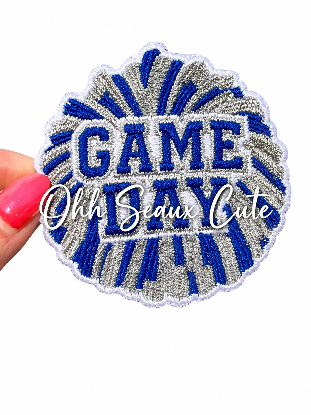 3” Game Day PomPom-Blue/Silver