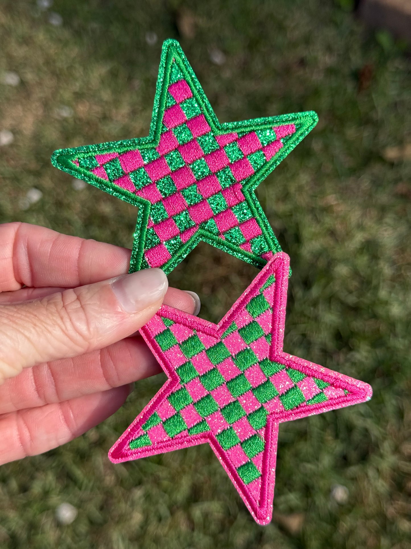 3” Christmas Checkered Star