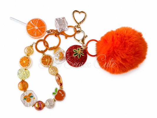 Orange Bling Bag Charm Keychain