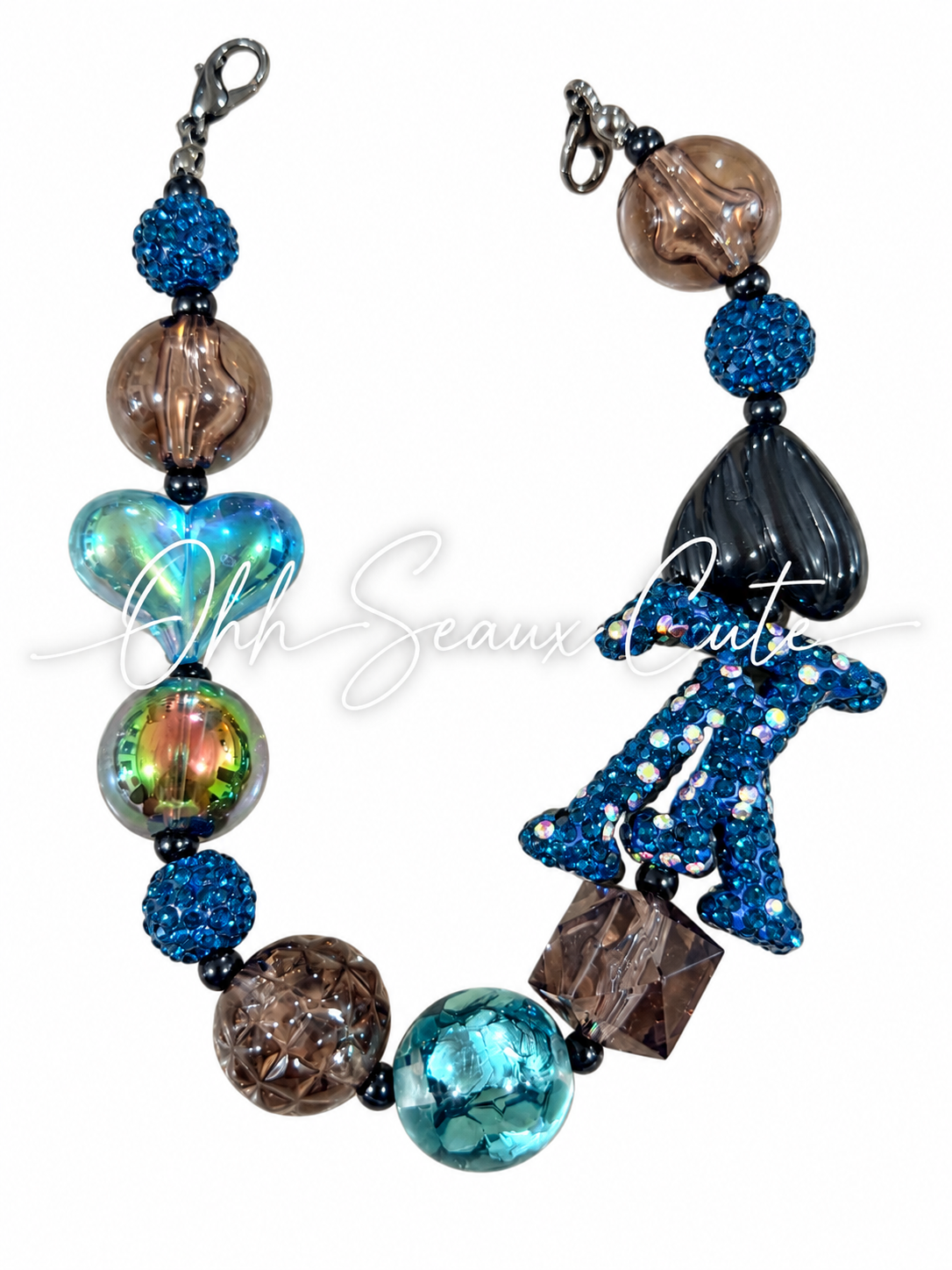 9” L  V Blue Diamond 5 Hat Chain