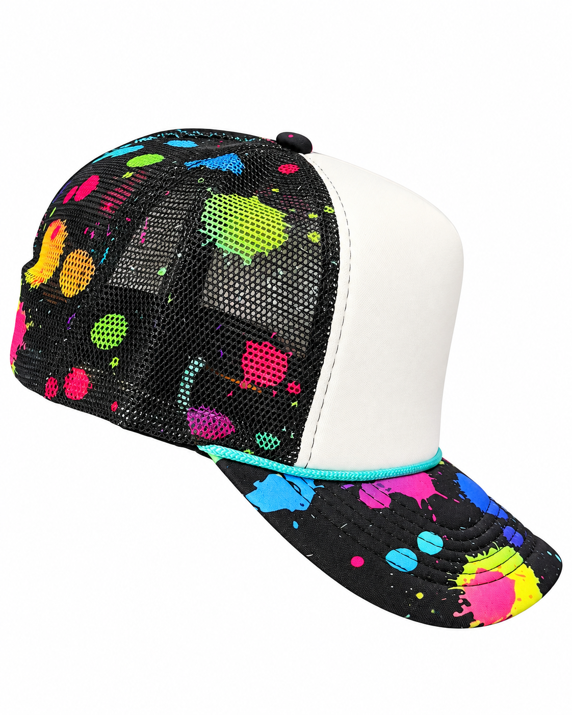 Custom Trucker Hat-Neon Splatter