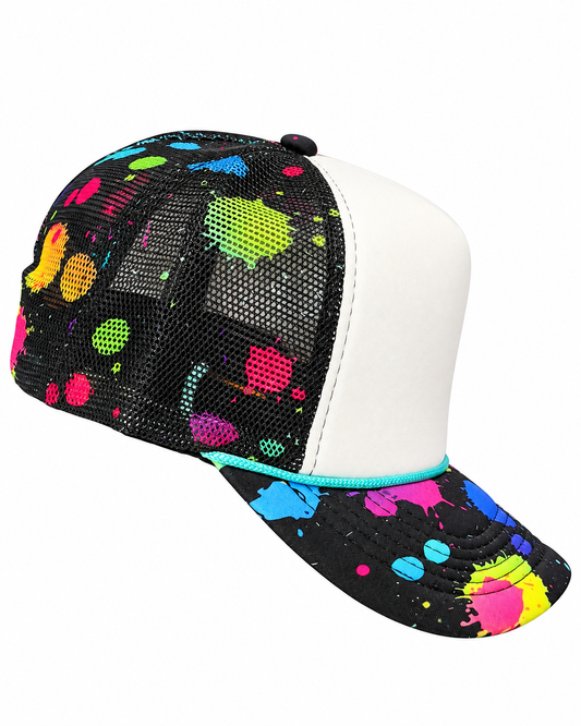 Custom Trucker Hat-Neon Splatter