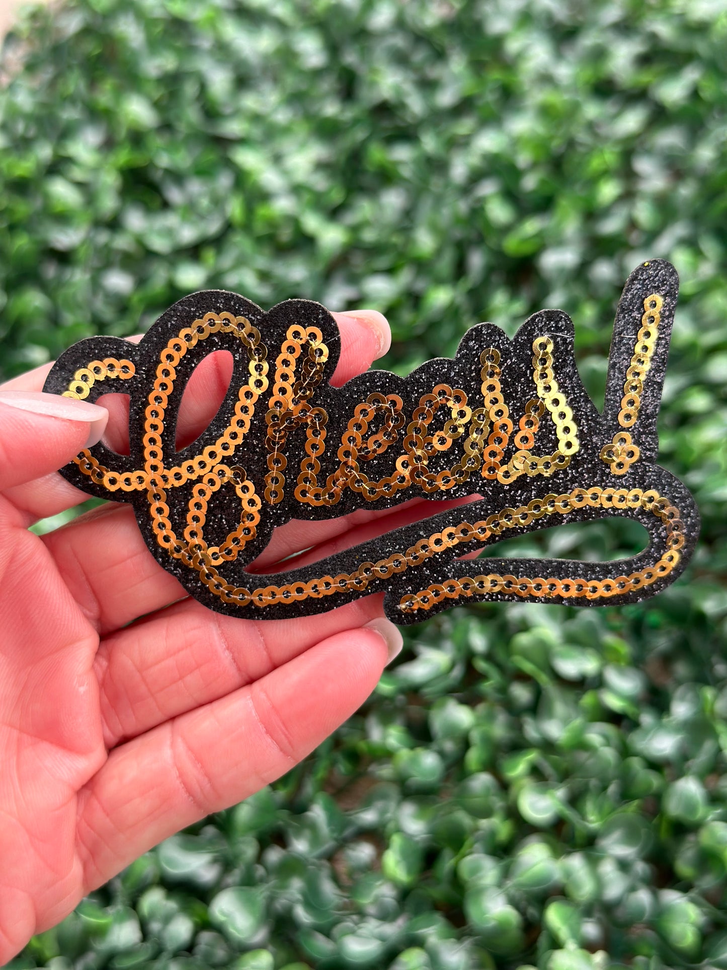 3.5” Sequin CHEERS Hat Patch