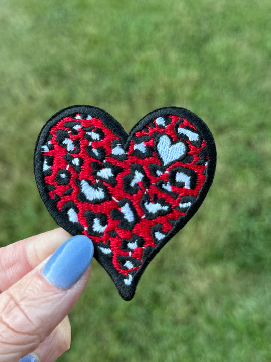 2.5” Red Leopard Heart