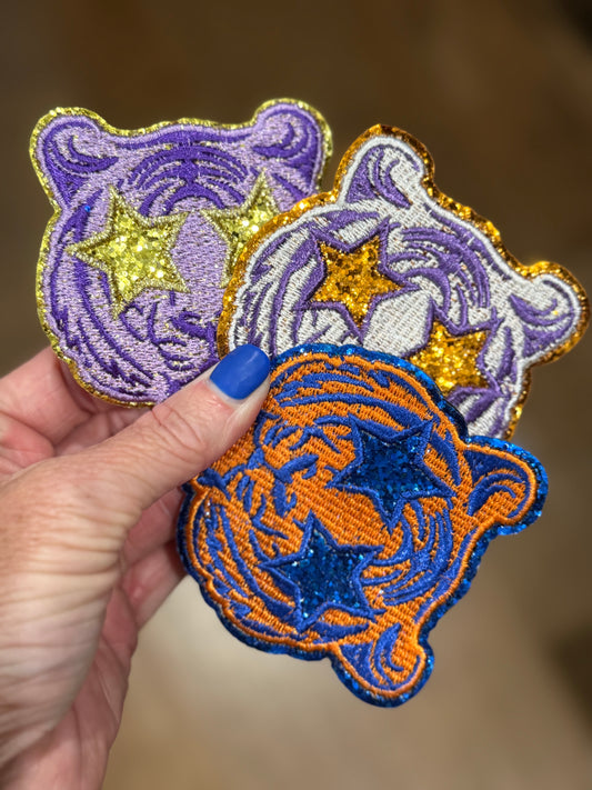 3” Glitter Eye Tiger Head