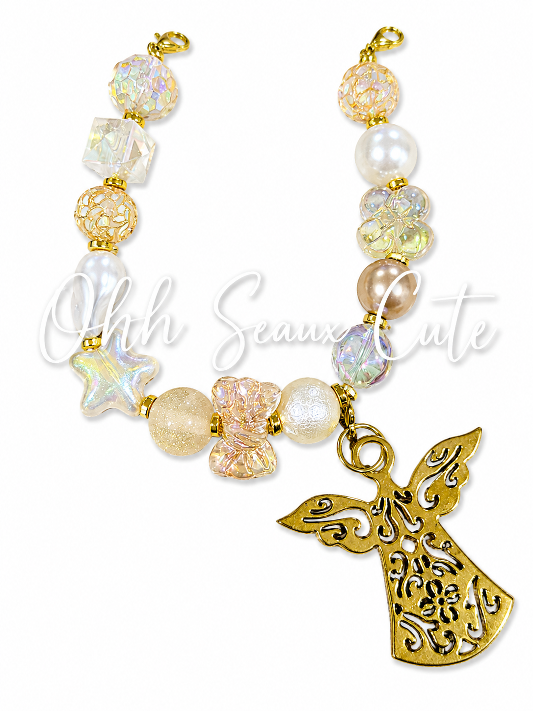 9” Champagne Angel Hat Chain-Detachable Charm