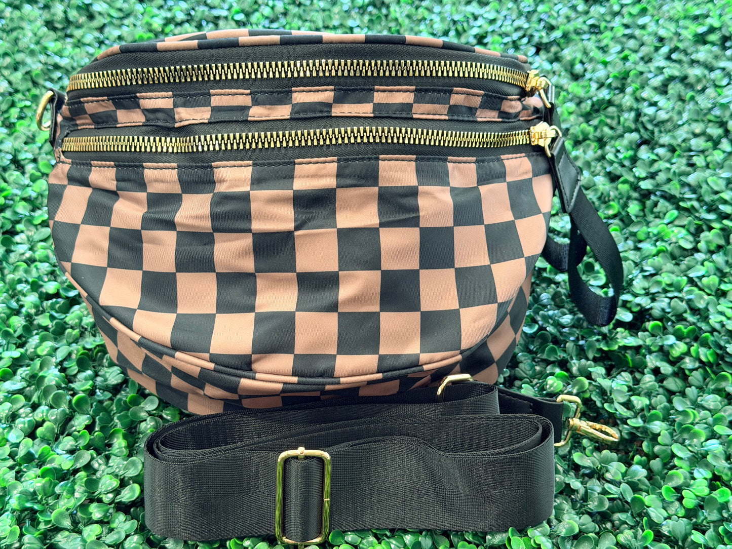 Nylon Checkered Bum Bag