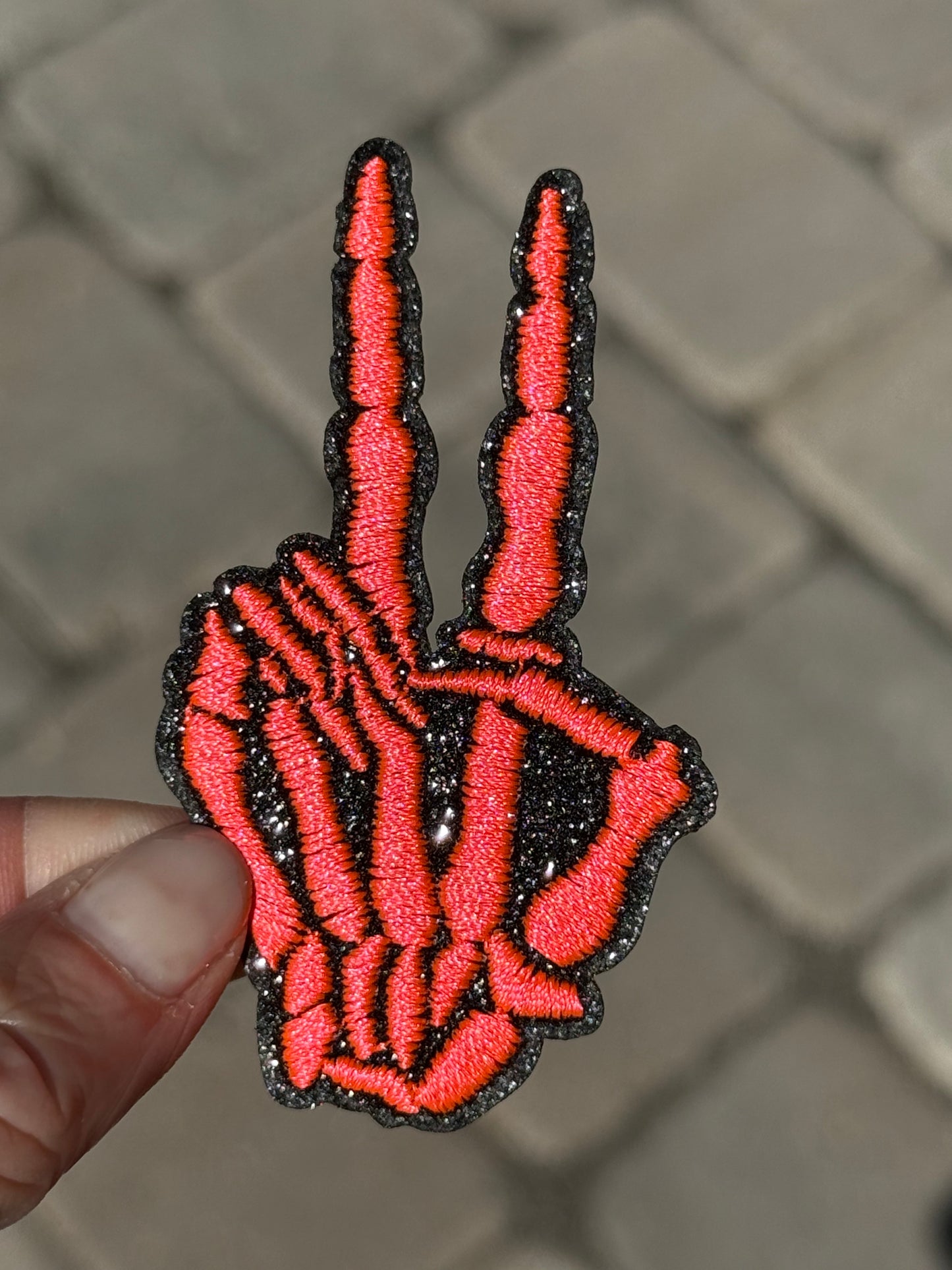 3” Glitter Coral Peace Skeleton